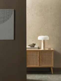 Lampada da tavolo con base in travertino Carla