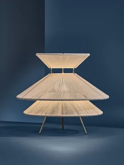 Lampada da tavolo in lino con luce regolabile Kiku