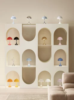Lampada da tavolo piccola portatile a LED Panthella 160, design Verner Panton