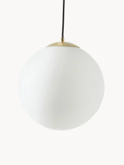 Lampada sferica a sospensione in vetro opalino Beth