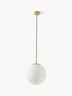 Lampada sferica a sospensione in vetro opalino Beth