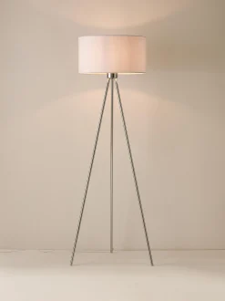 Lampada treppiede da terra con paralume in tessuto Cella