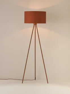 Lampada treppiede da terra con paralume in tessuto Cella