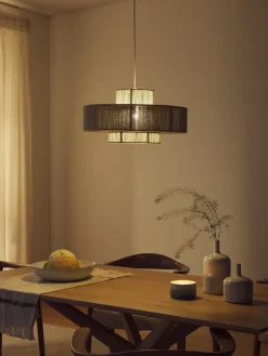 Lampada a sospensione grande in fili di lino Lace