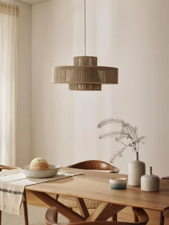 Lampada a sospensione grande in fili di lino Lace