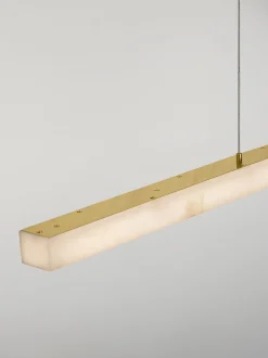 Lampada a sospensione grande a LED in alabastro Vaster, luce regolabile