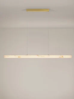 Lampada a sospensione grande a LED in alabastro Vaster, luce regolabile