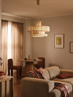 Lampada a sospensione grande in lino Lace