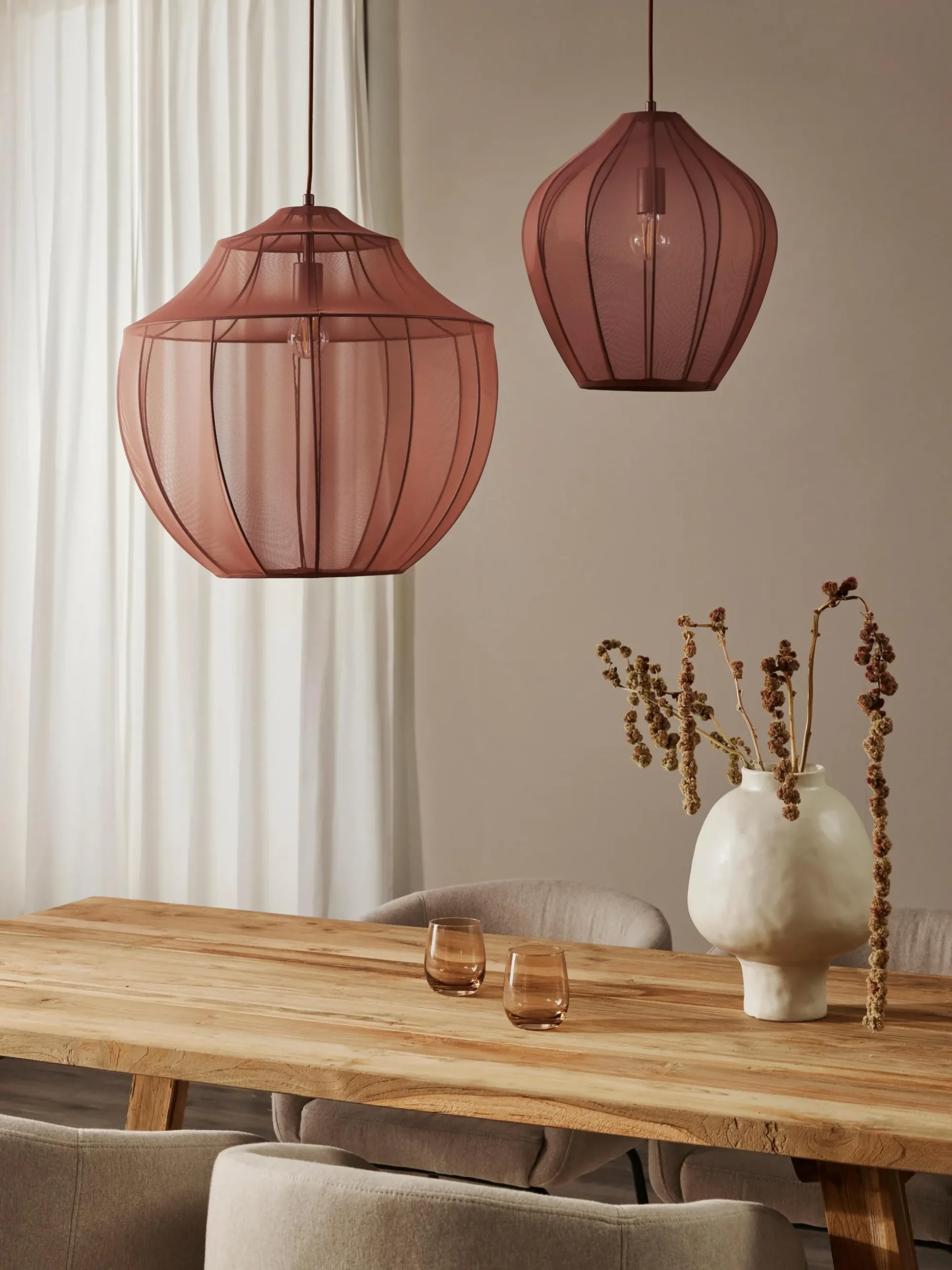 Lampada a sospensione in tessuto a rete Beau