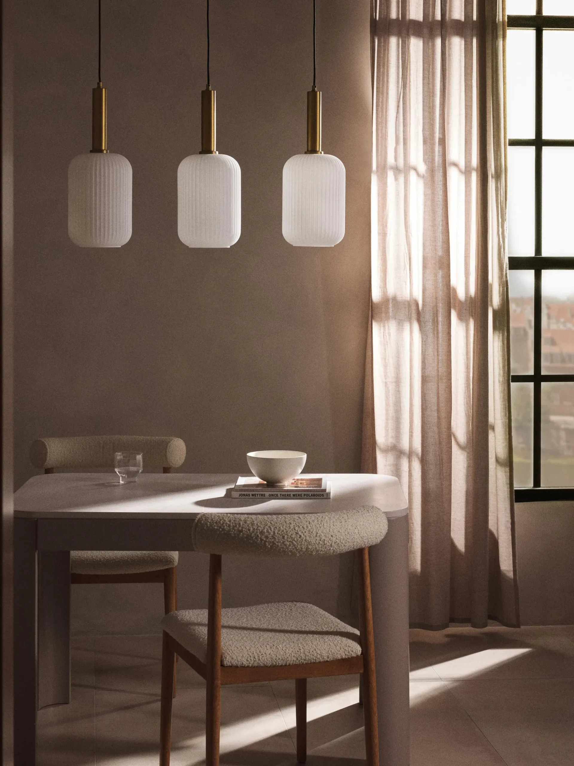 Lampada a sospensione in vetro opalino Candela
