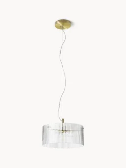 Lampada a sospensione in vetro scanalato Emmi