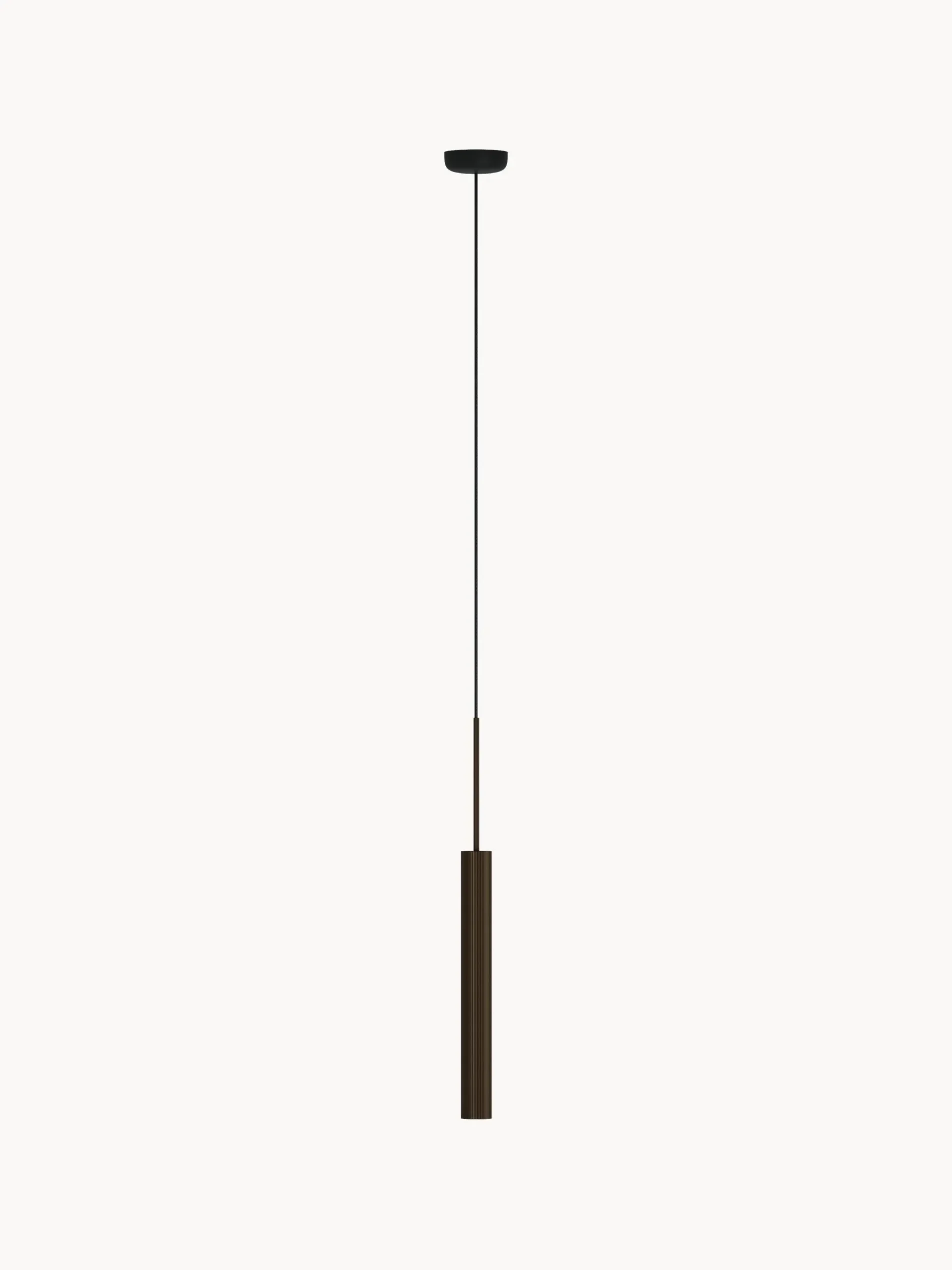 Lampada a sospensionepiccola con superficie rigata Tubulaire, alt. 48 cm