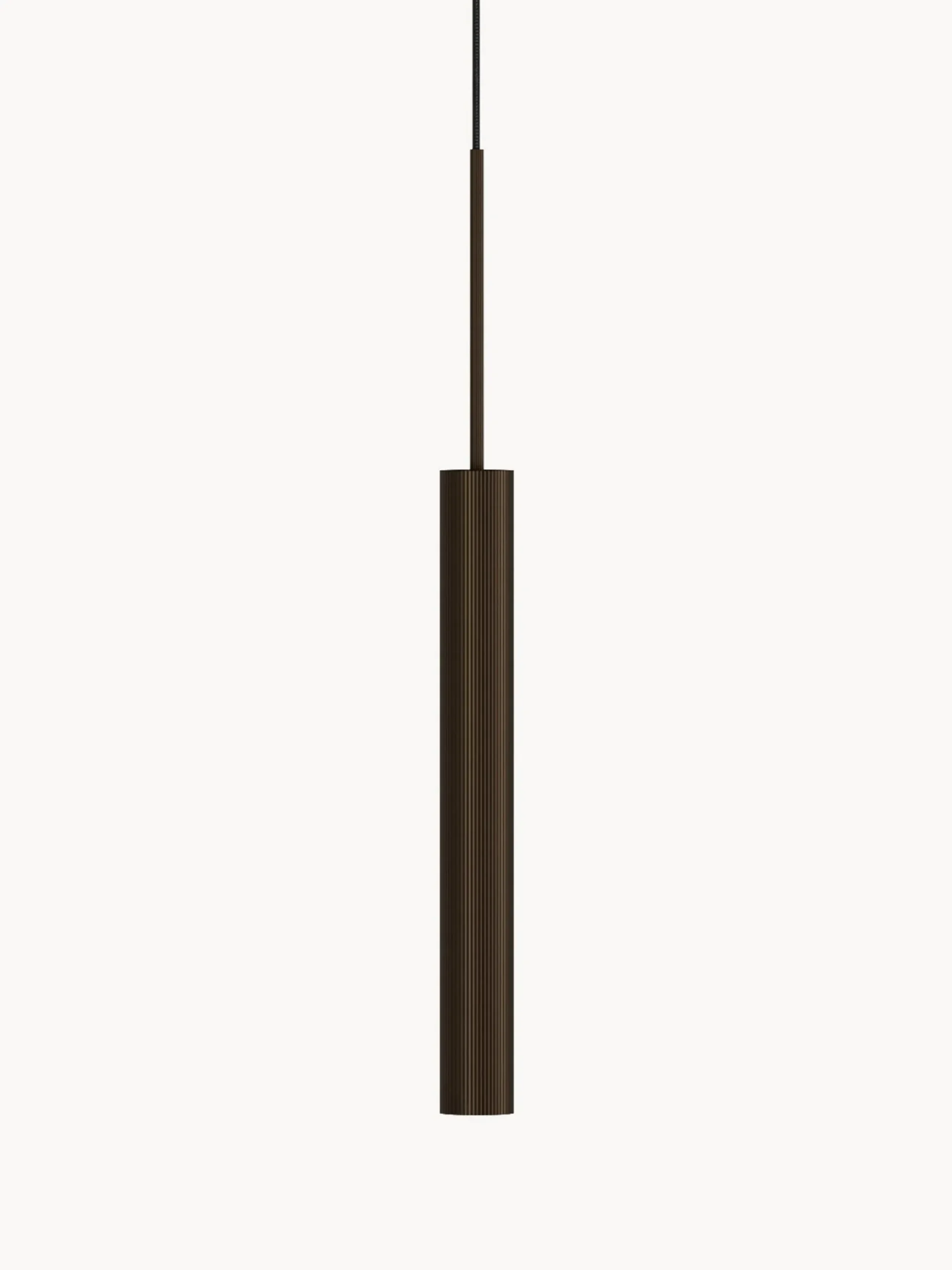 Lampada a sospensionepiccola con superficie rigata Tubulaire, alt. 48 cm