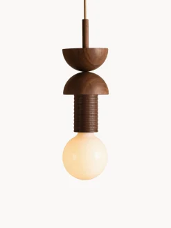 Lampada a sospensione piccola con luce regolabile fatta a mano Junit Walnuss