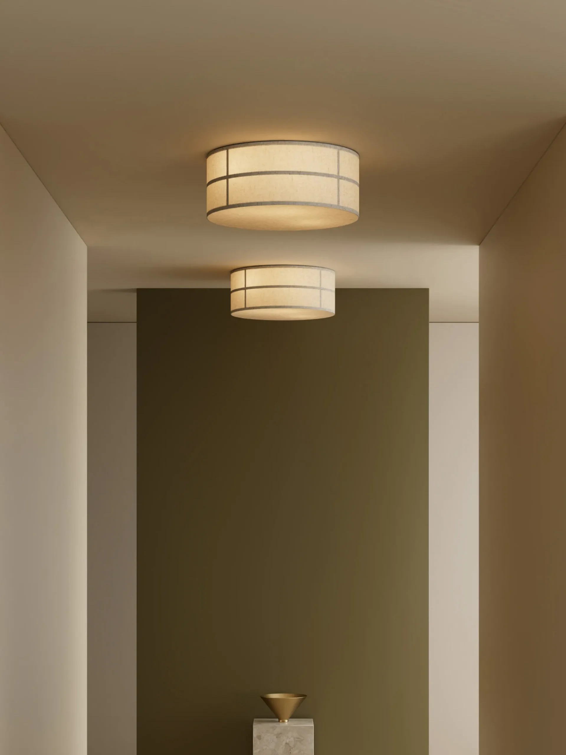 Lampada da soffitto in lino fatta a mano Hashira