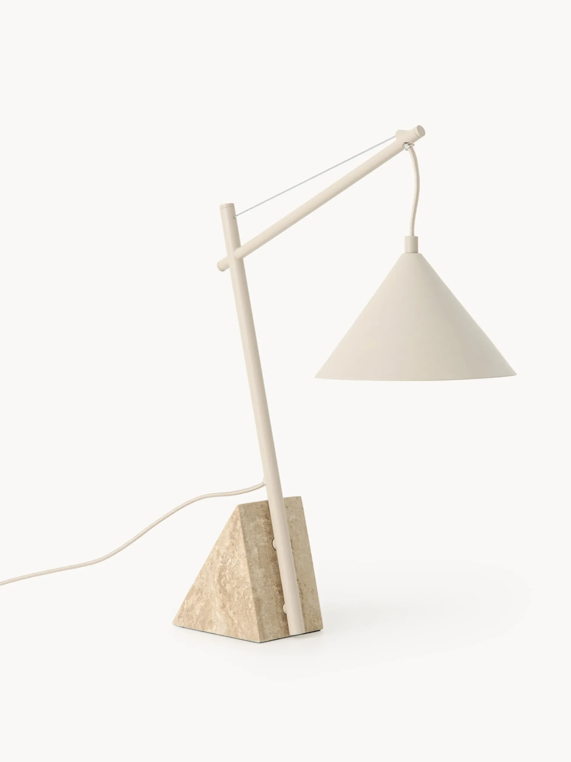 Lampada da tavolo grande con base in travertino Reyna