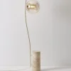 Lampada da terra piccola con base in travertino Cora