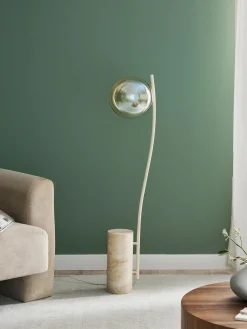 Lampada da terra piccola con base in travertino Cora