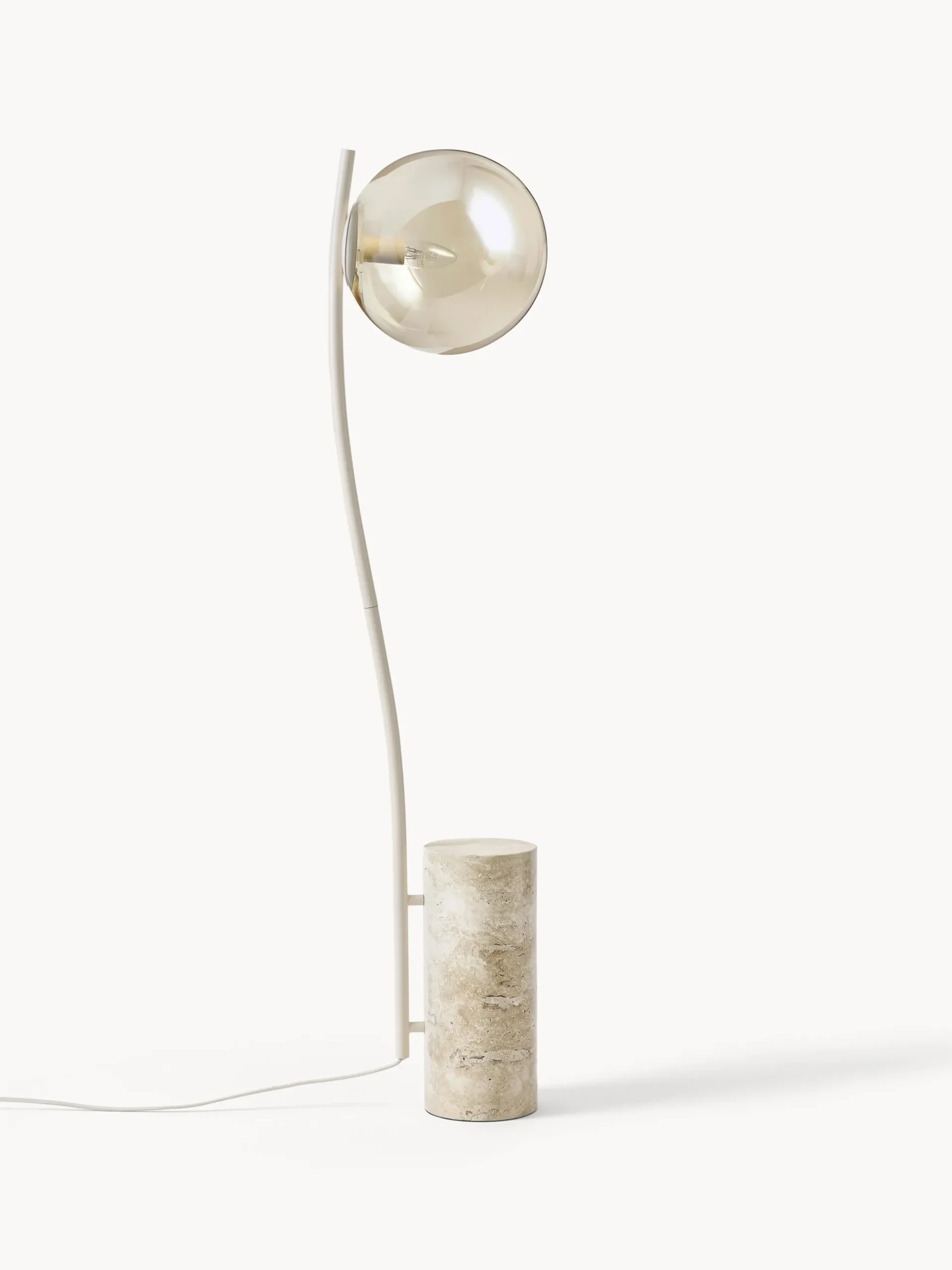 Lampada da terra piccola con base in travertino Cora