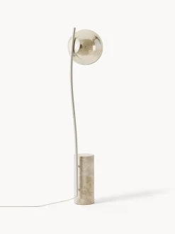 Lampada da terra piccola con base in travertino Cora