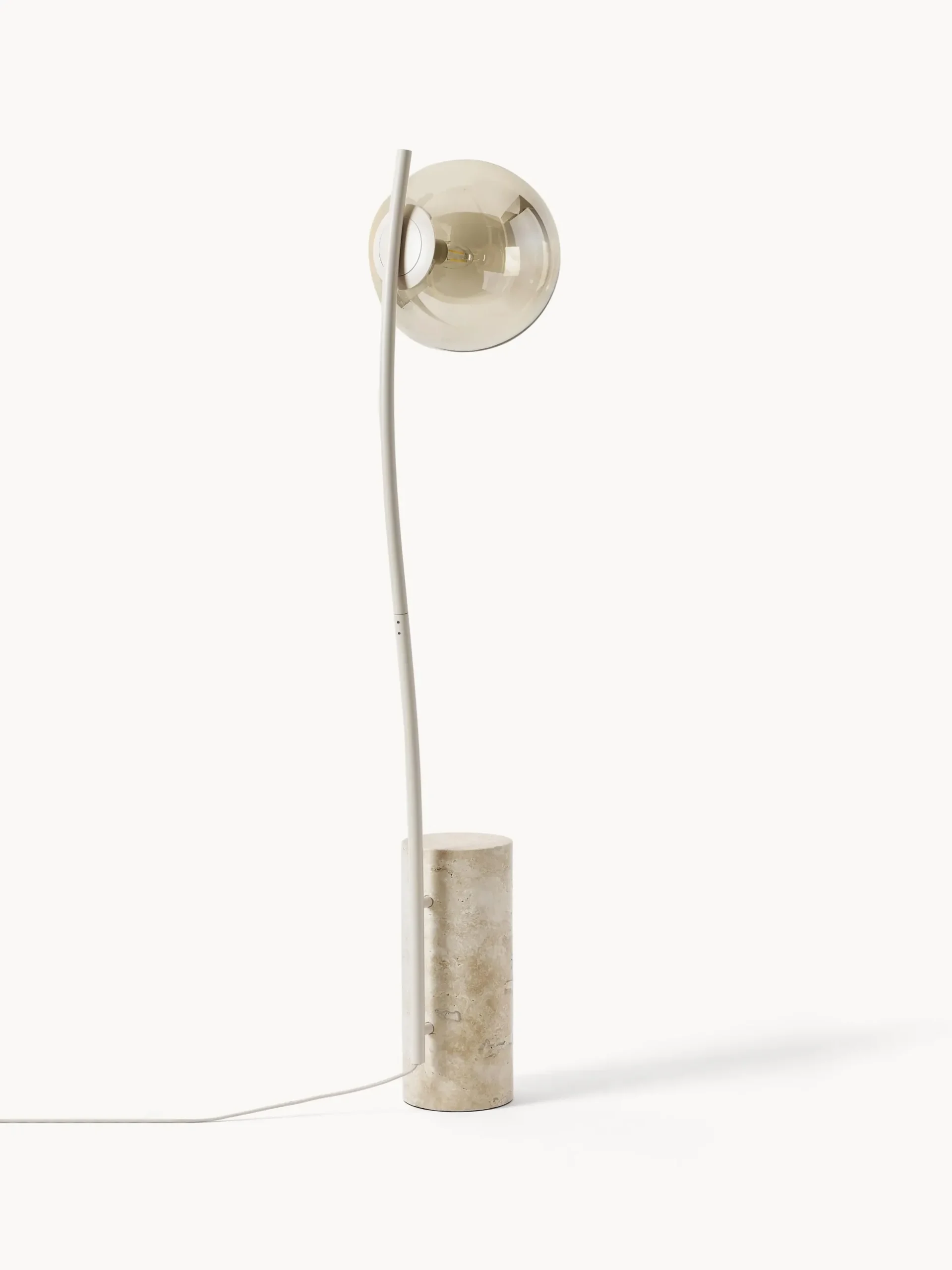 Lampada da terra piccola con base in travertino Cora