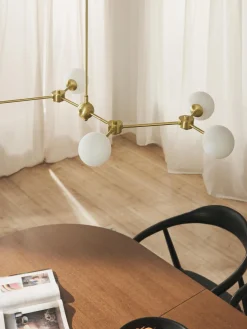 Lampada grande a sospensione in vetro opale Aurelia