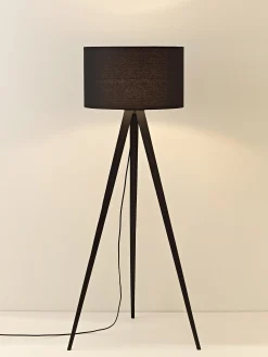 Lampada treppiede da terra in legno massiccio Jake