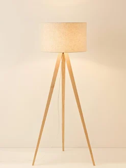 Lampada treppiede da terra scandi in legno massiccio Jake