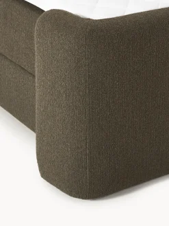 Letto boxspring in bouclé con contenitore Perla