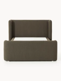 Letto boxspring in bouclé con contenitore Perla