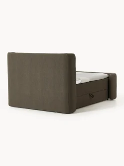 Letto boxspring in bouclé con contenitore Perla