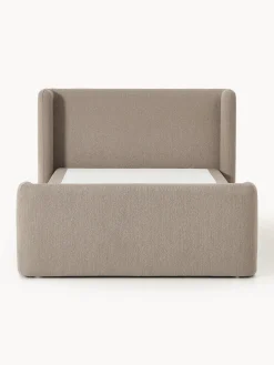 Letto boxspring in bouclé con contenitore Perla