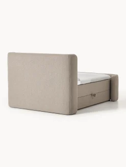 Letto boxspring in bouclé con contenitore Perla