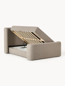 Letto boxspring in bouclé con contenitore Perla