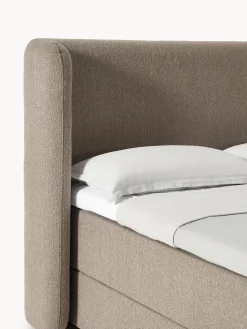 Letto boxspring in bouclé con contenitore Perla