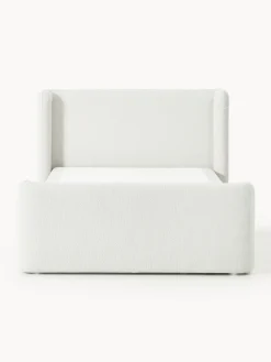 Letto boxspring in bouclé con contenitore Perla