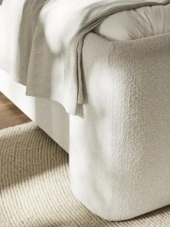 Letto boxspring in bouclé con contenitore Perla