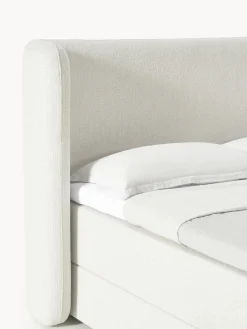 Letto boxspring in bouclé con contenitore Perla