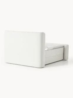 Letto boxspring in bouclé con contenitore Perla