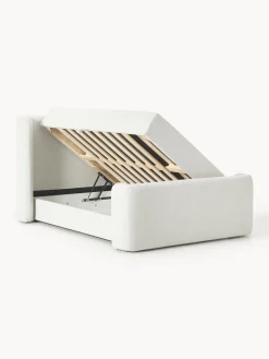 Letto boxspring in bouclé con contenitore Perla