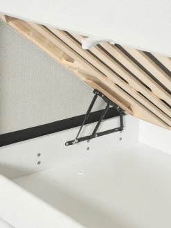 Letto boxspring in bouclé con contenitore Perla