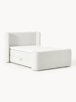 Letto boxspring in bouclé con contenitore Perla