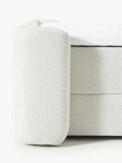 Letto boxspring in bouclé con contenitore Perla