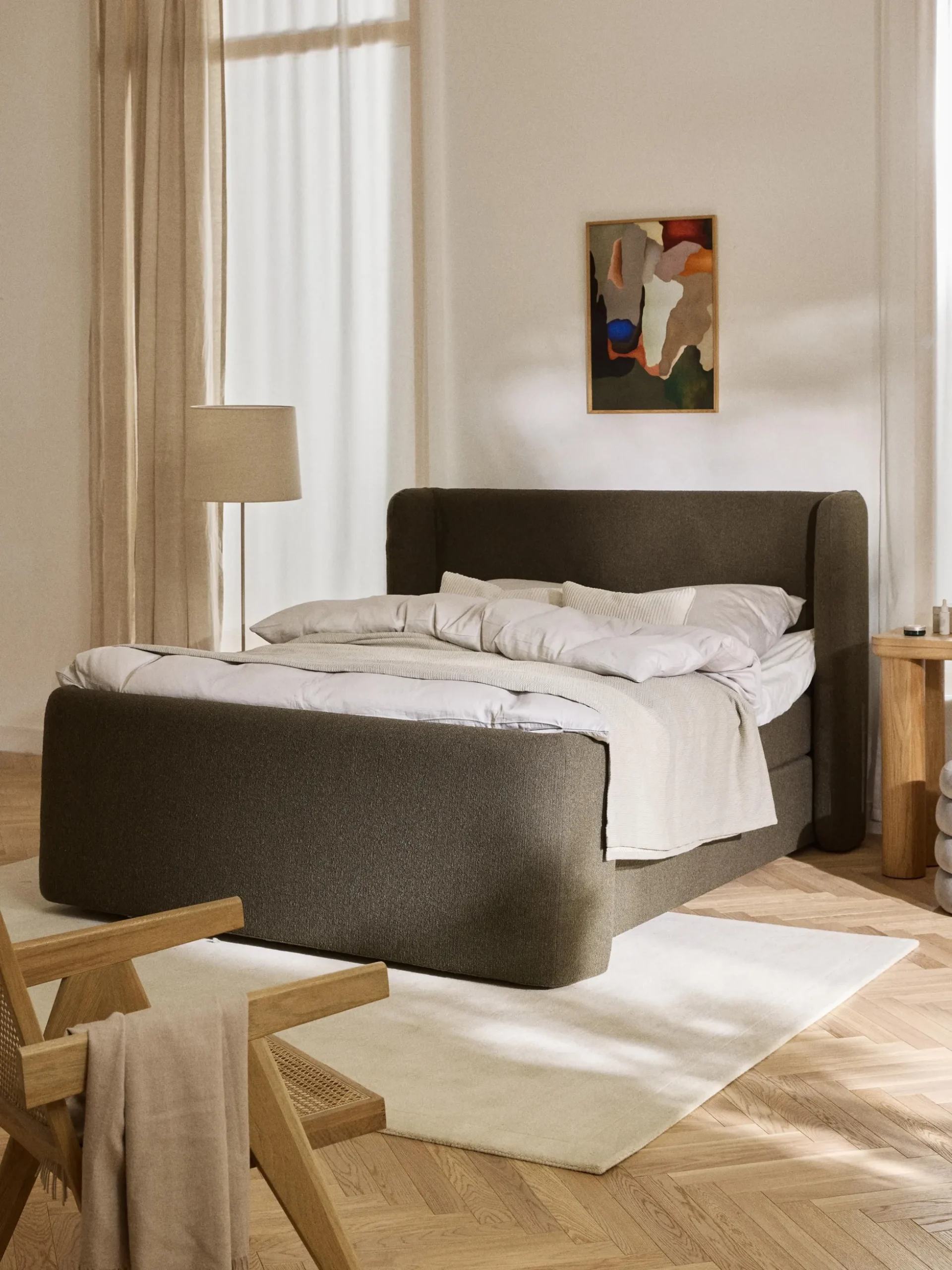 Letto boxspring in bouclé Perla