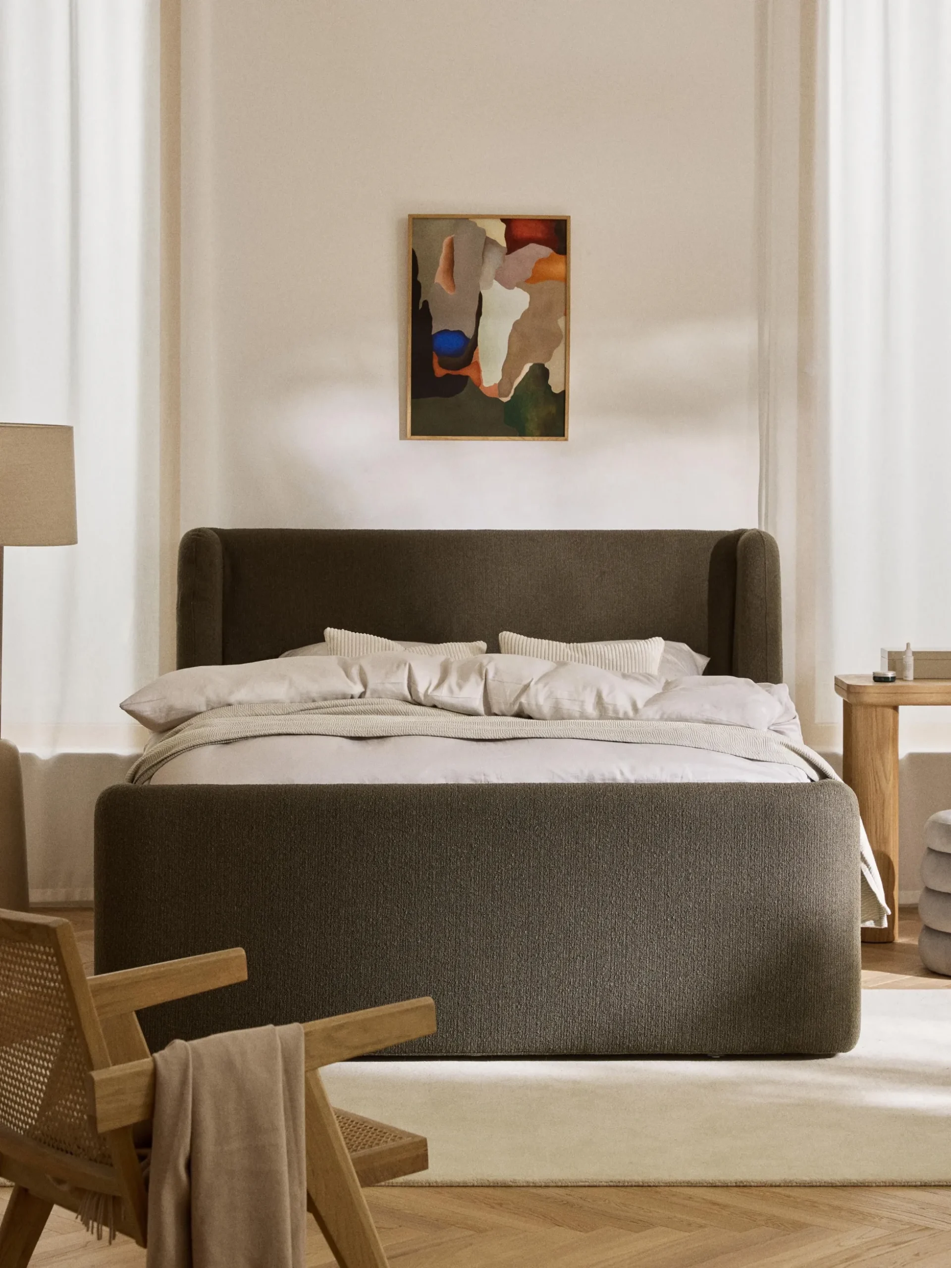 Letto boxspring in bouclé Perla