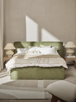Letto boxspring in velluto a coste Lennon