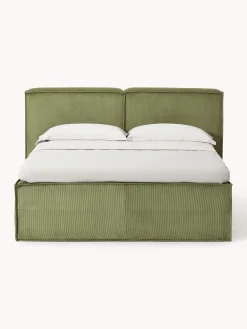 Letto boxspring in velluto a coste Lennon