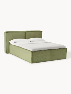 Letto boxspring in velluto a coste Lennon