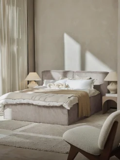 Letto boxspring in velluto a coste Lennon