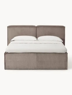 Letto boxspring in velluto a coste Lennon